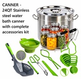 Stainless Steel 24 QT Water Bath Canner with Rack, Lid, and Home Canning Supplies Starter Kit 